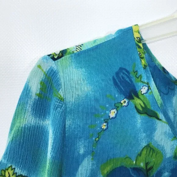 Vintage 80s 90s Casual Floral Midi Dress Multicolor BILA,L - Picture 4 of 9